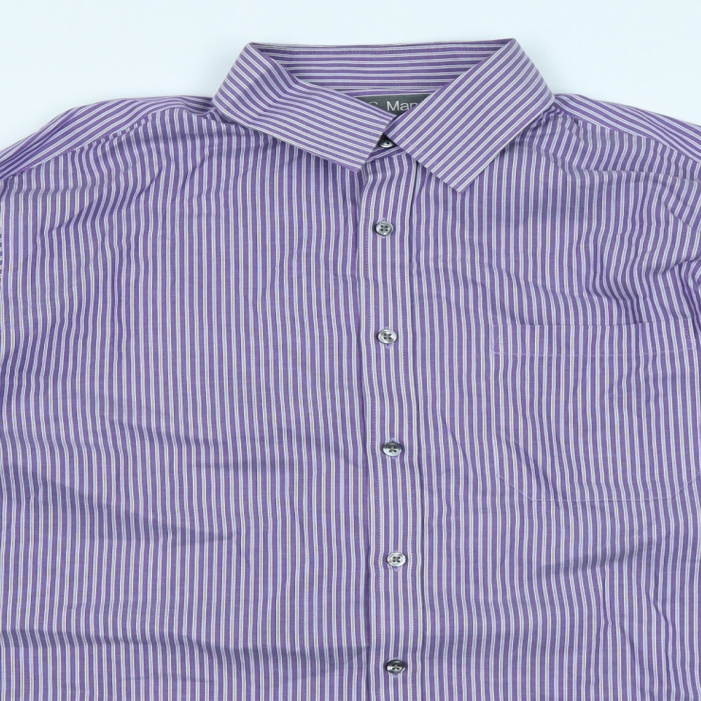 M&S Mens Purple Striped   Dress Shirt Size 16.5