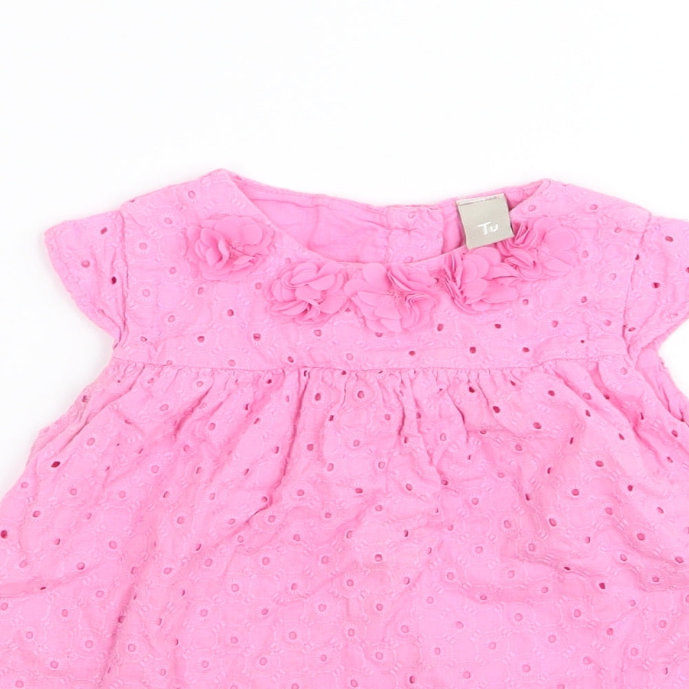 TU Girls Pink Floral  Basic T-Shirt Size 18-24 Months