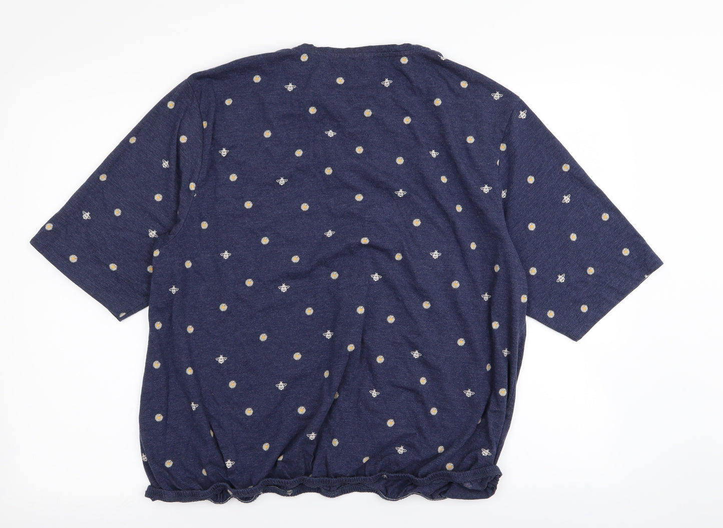Cotton Traders Womens Blue Floral  Basic T-Shirt Size 22