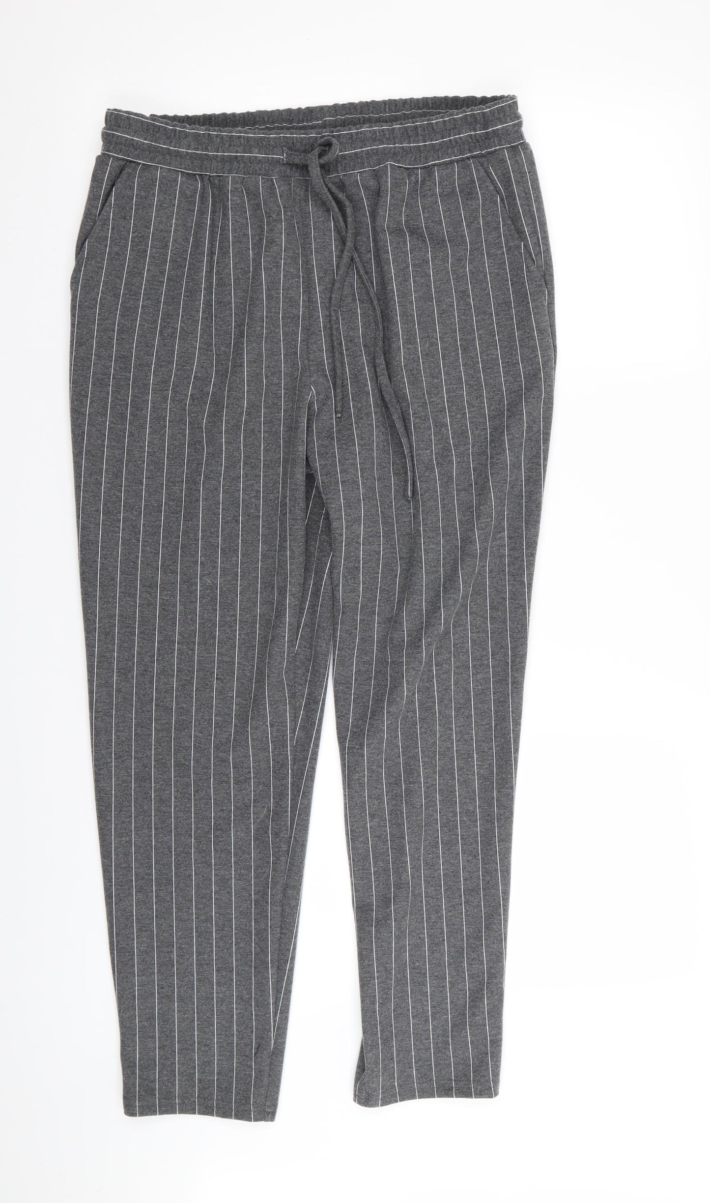 Papaya Womens Grey Striped  Trousers  Size 12 L25 in