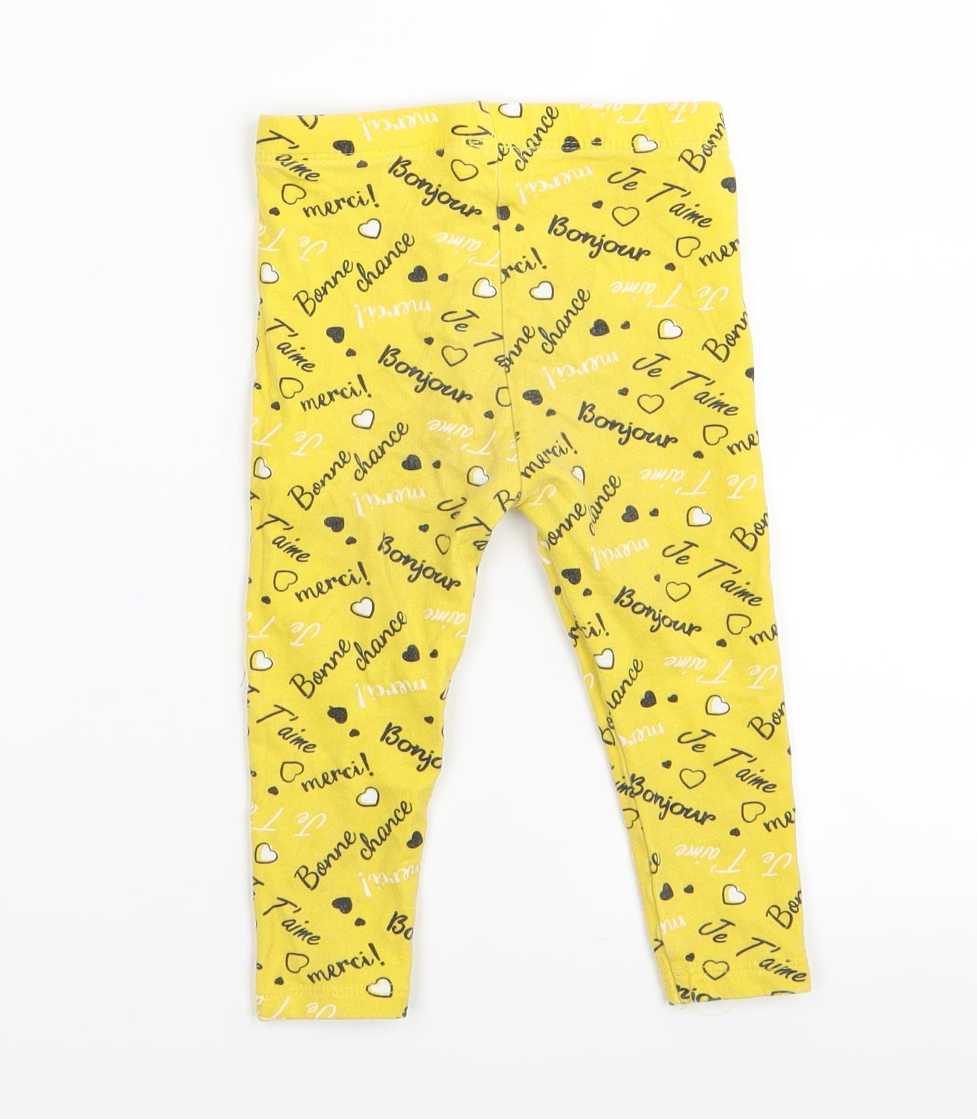 so cute Girls Yellow Geometric  Capri Leggings Size 9-12 Months  - leggings
