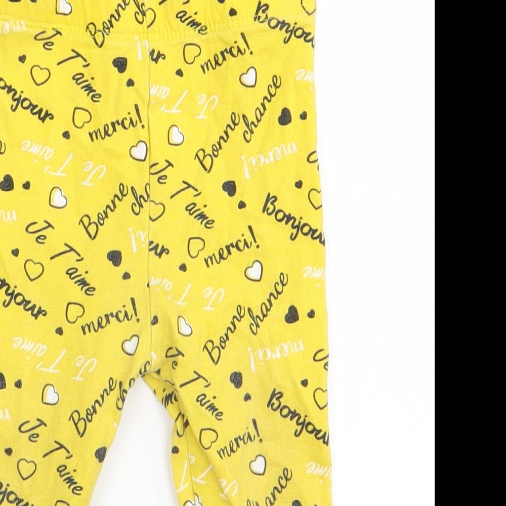 so cute Girls Yellow Geometric  Capri Leggings Size 9-12 Months  - leggings