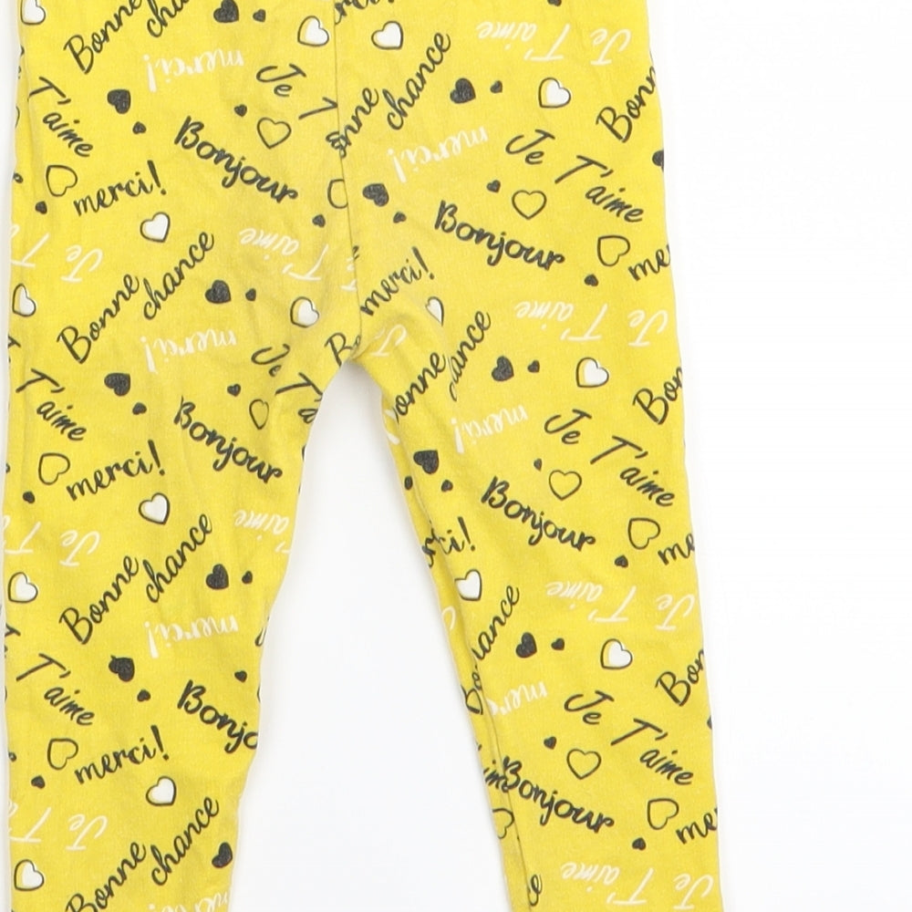 so cute Girls Yellow Geometric  Capri Leggings Size 9-12 Months  - leggings
