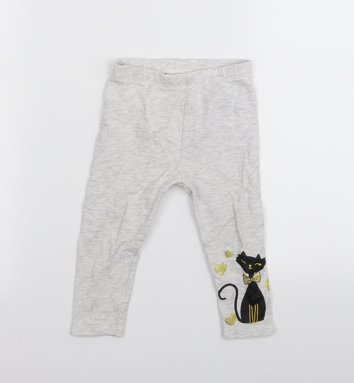 so cute Girls Grey Jogger Leggings Size 9-12 Months - LEGGINGS