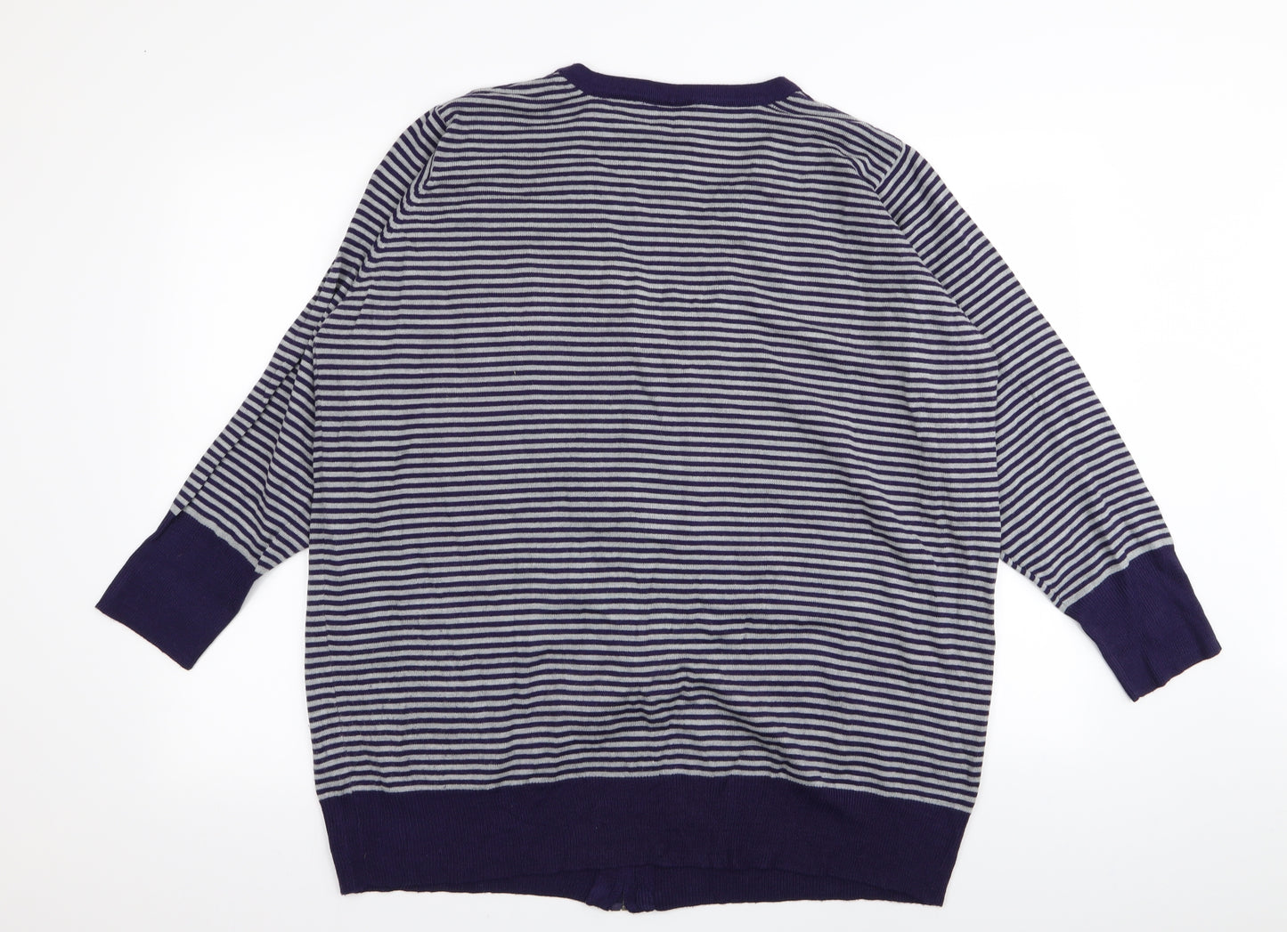 Wardrobe Womens Purple Striped  Full Zip Jumper Size 20