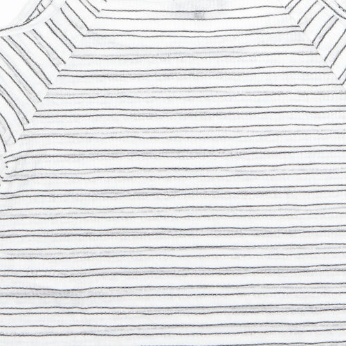 new loo Girls White Striped  Basic T-Shirt Size 10-11 Years