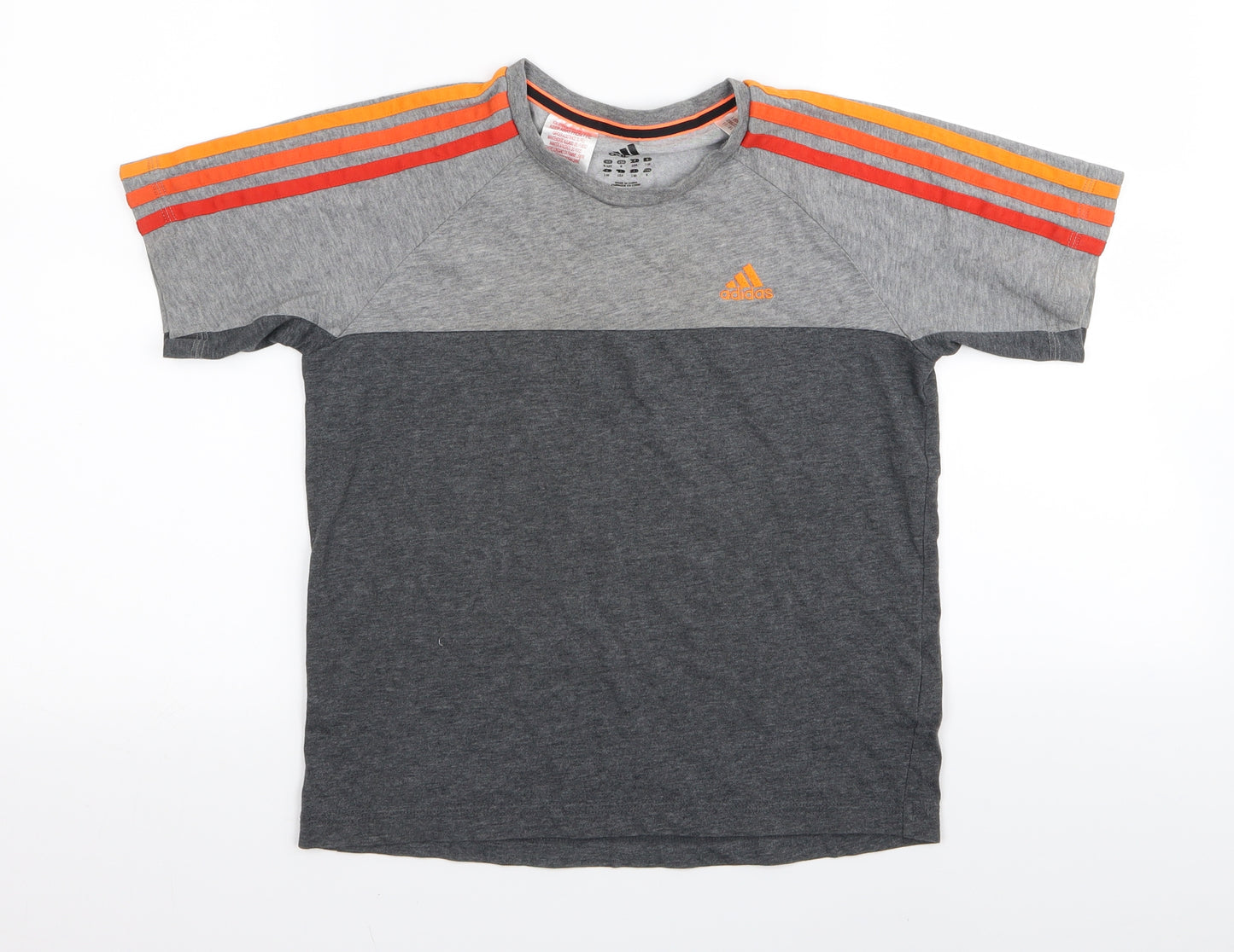 adidas Boys Grey Striped  Basic T-Shirt Size 9-10 Years