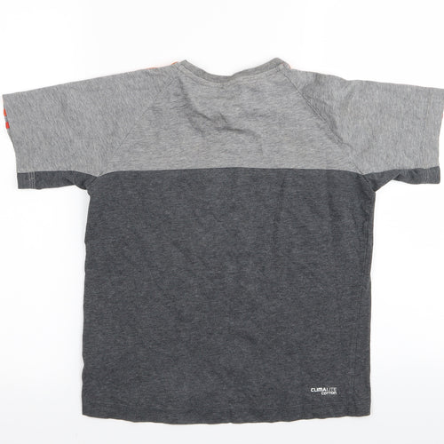 adidas Boys Grey Striped  Basic T-Shirt Size 9-10 Years
