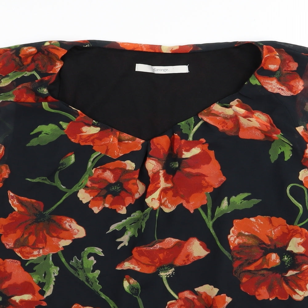 Asda George Womens Multicoloured Floral  Basic Blouse Size 8