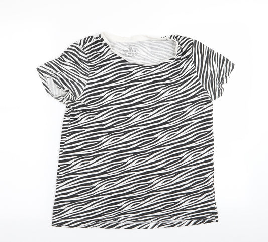 Front view of Primark women’s multicoloured animal print basic t-shirt, size UK 6