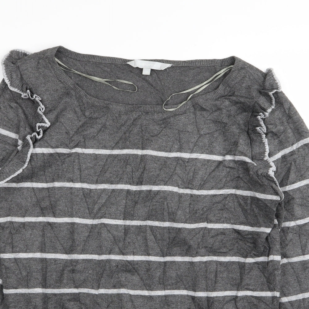 Red Herring Womens Grey Striped  Basic T-Shirt Size 16
