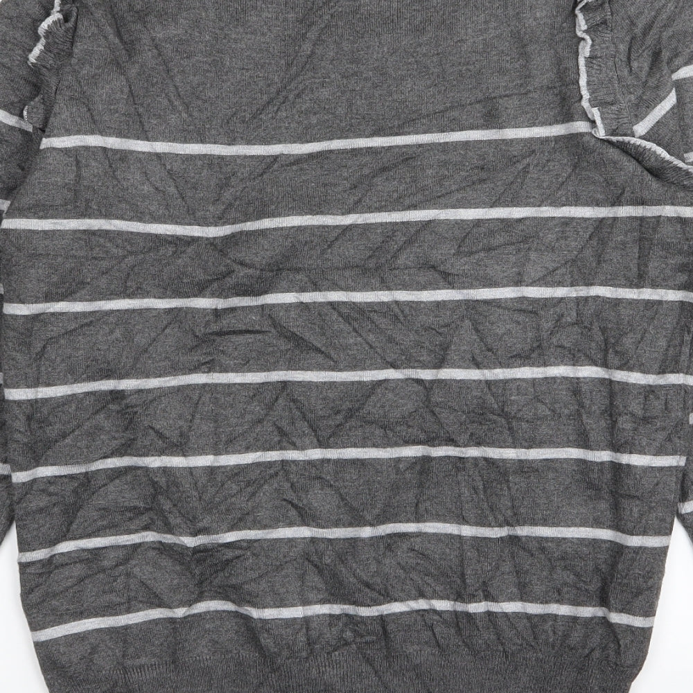 Red Herring Womens Grey Striped  Basic T-Shirt Size 16