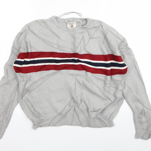 Pull&Bear Womens Grey Striped  Pullover Jumper Size S