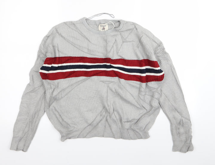 Pull&Bear Womens Grey Striped  Pullover Jumper Size S