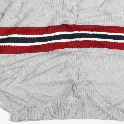 Pull&Bear Womens Grey Striped  Pullover Jumper Size S