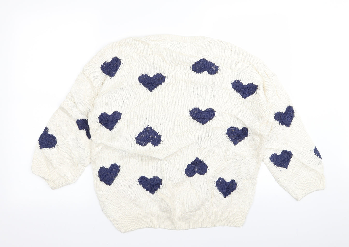 Papaya Womens White   Pullover Jumper Size M  - Heart Detail