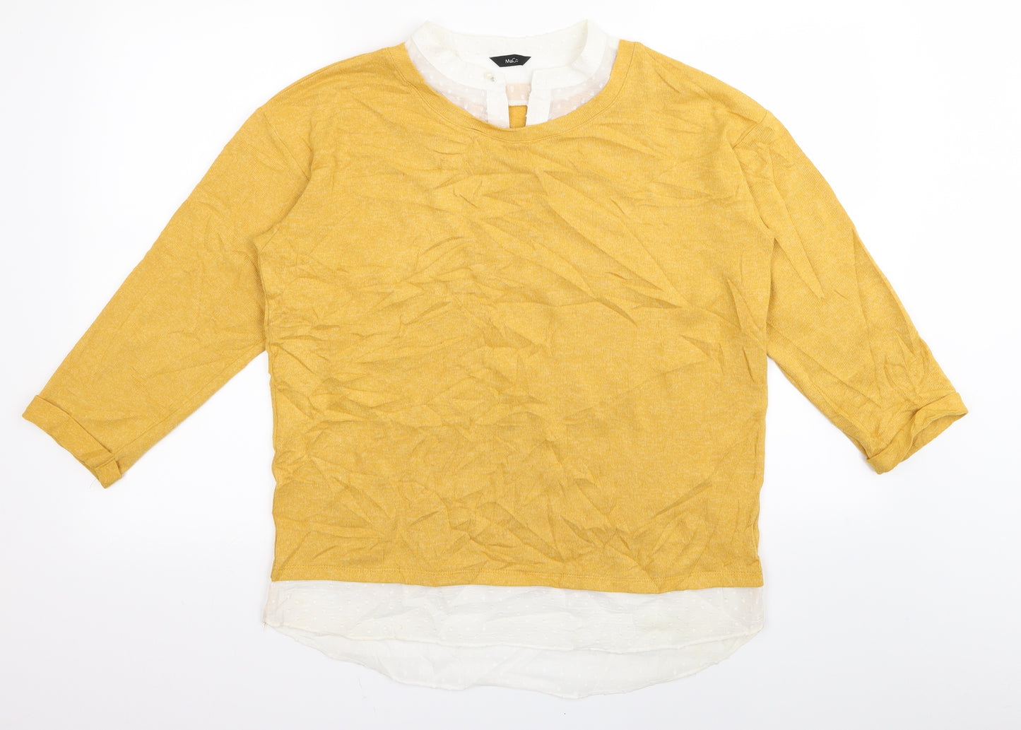 M&Co Womens Yellow   Basic T-Shirt Size 12  - blouse/jumper