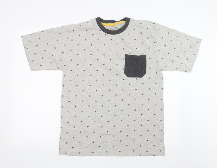 Peacocks Mens Grey Geometric T-Shirt Size M