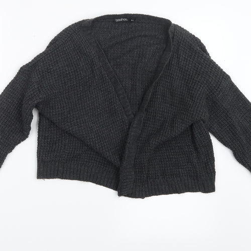 Boohoo Womens Grey  Knit Cardigan Jumper Size S