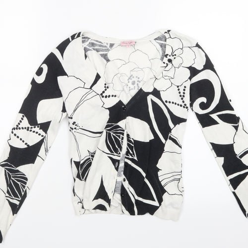 Phase Eight Womens Black Floral Knit Cardigan Jumper Size 8