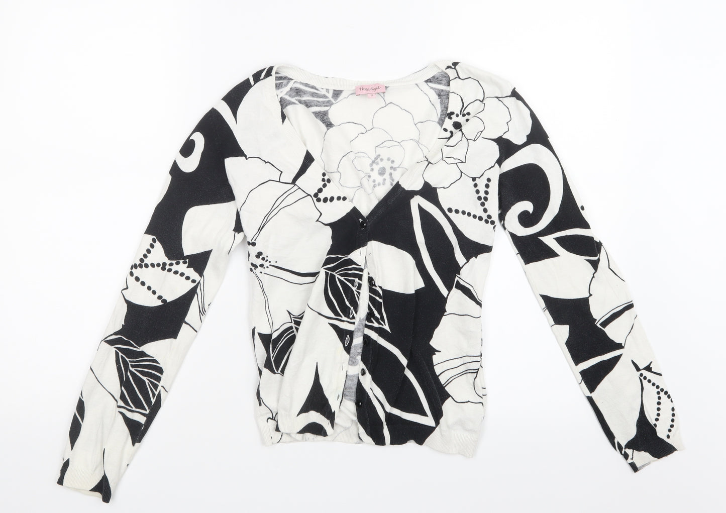 Phase Eight Womens Black Floral Knit Cardigan Jumper Size 8