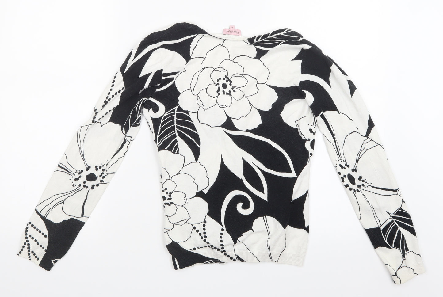 Phase Eight Womens Black Floral Knit Cardigan Jumper Size 8