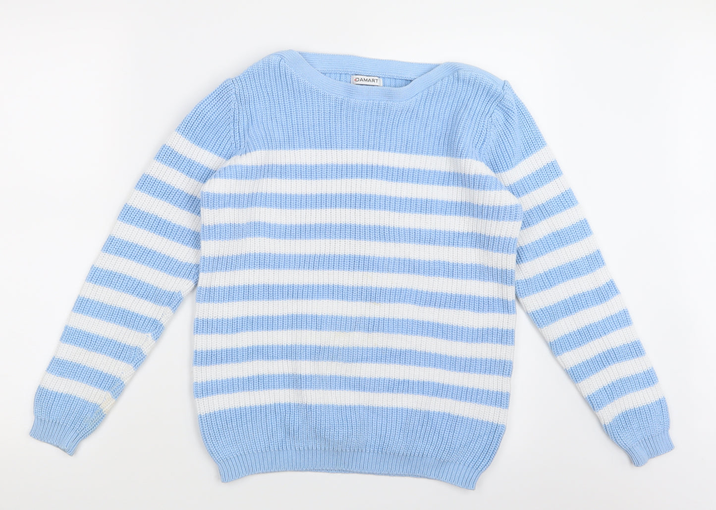 Damart Womens Blue Striped Knit Pullover Jumper Size 14