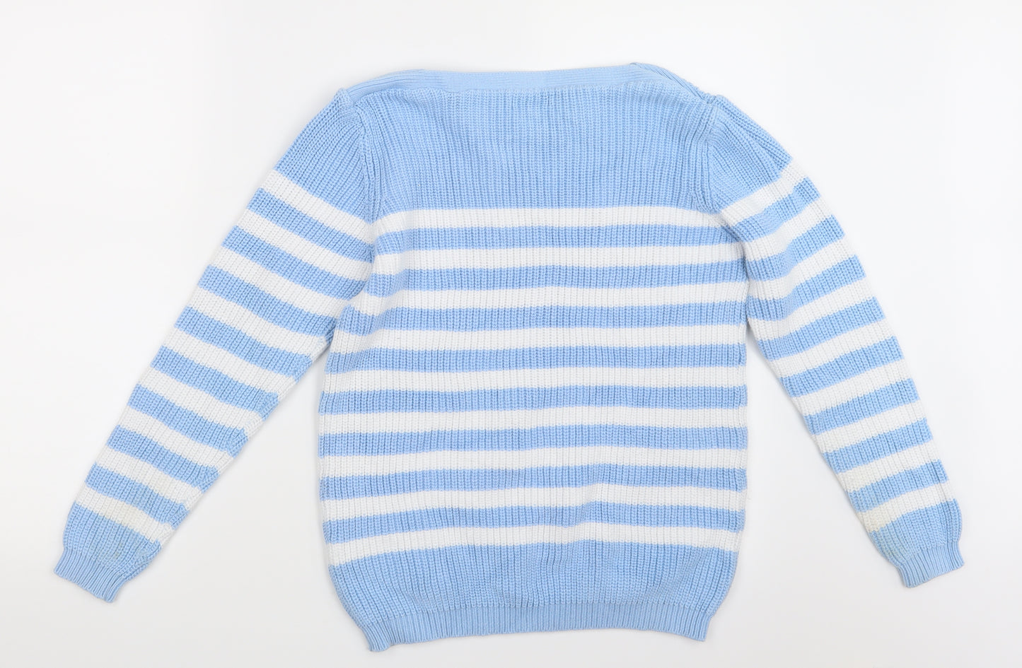 Damart Womens Blue Striped Knit Pullover Jumper Size 14