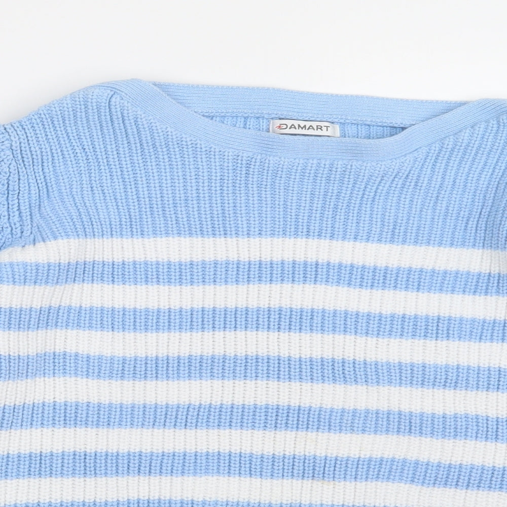 Damart Womens Blue Striped Knit Pullover Jumper Size 14