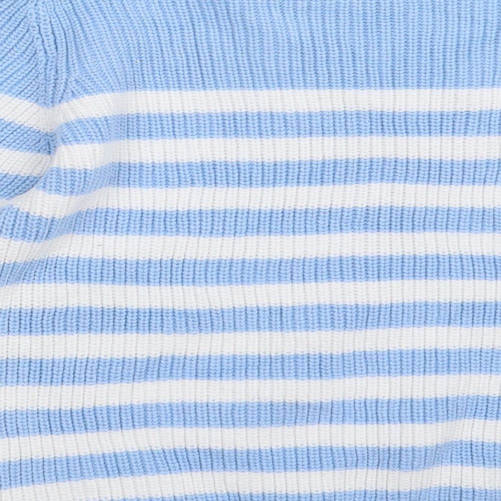 Damart Womens Blue Striped Knit Pullover Jumper Size 14