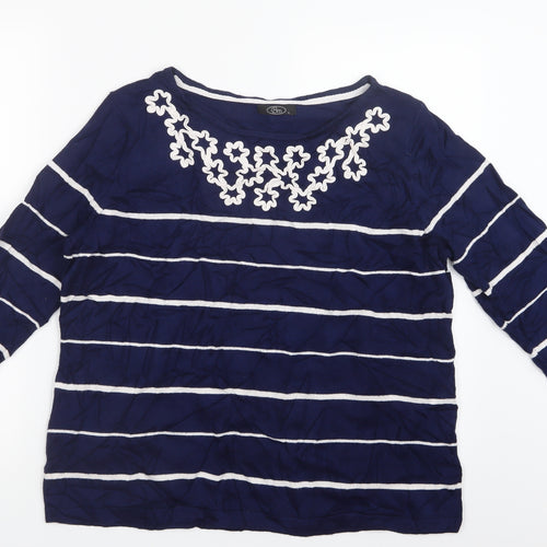 BM Womens Blue Striped  Pullover Jumper Size L