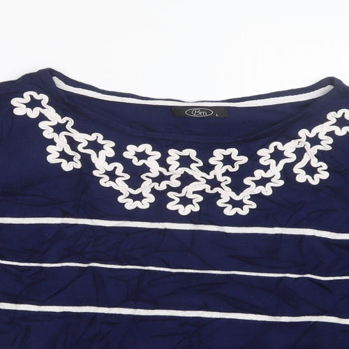 BM Womens Blue Striped  Pullover Jumper Size L