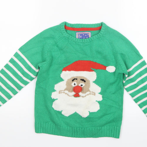 Marks and Spencer Boys Green  Knit Pullover Jumper Size 4-5 Years  - Christmas