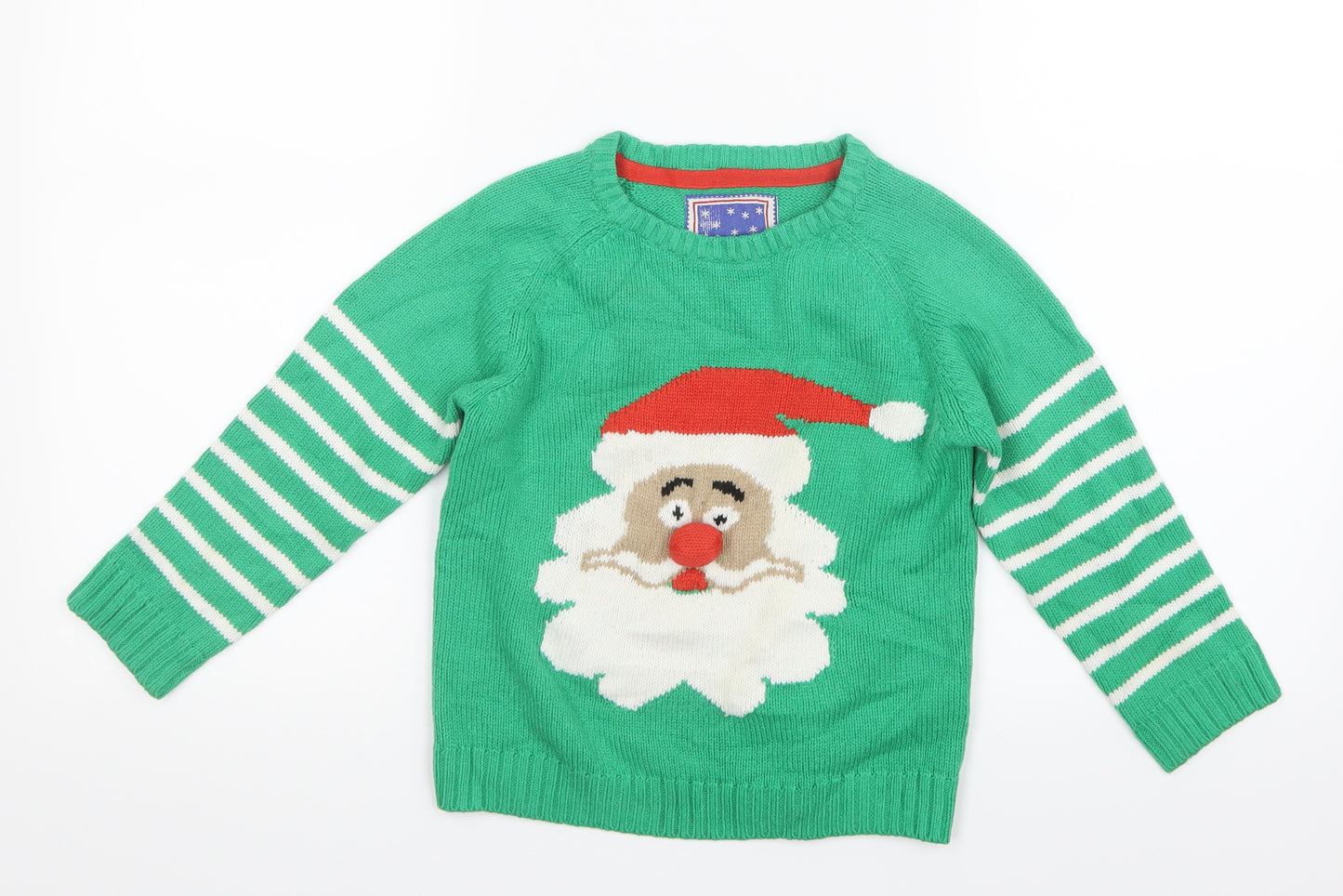 Marks and Spencer Boys Green  Knit Pullover Jumper Size 4-5 Years  - Christmas