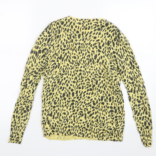 Mint Velvet Womens Yellow Animal Print Knit Pullover Jumper Size 10
