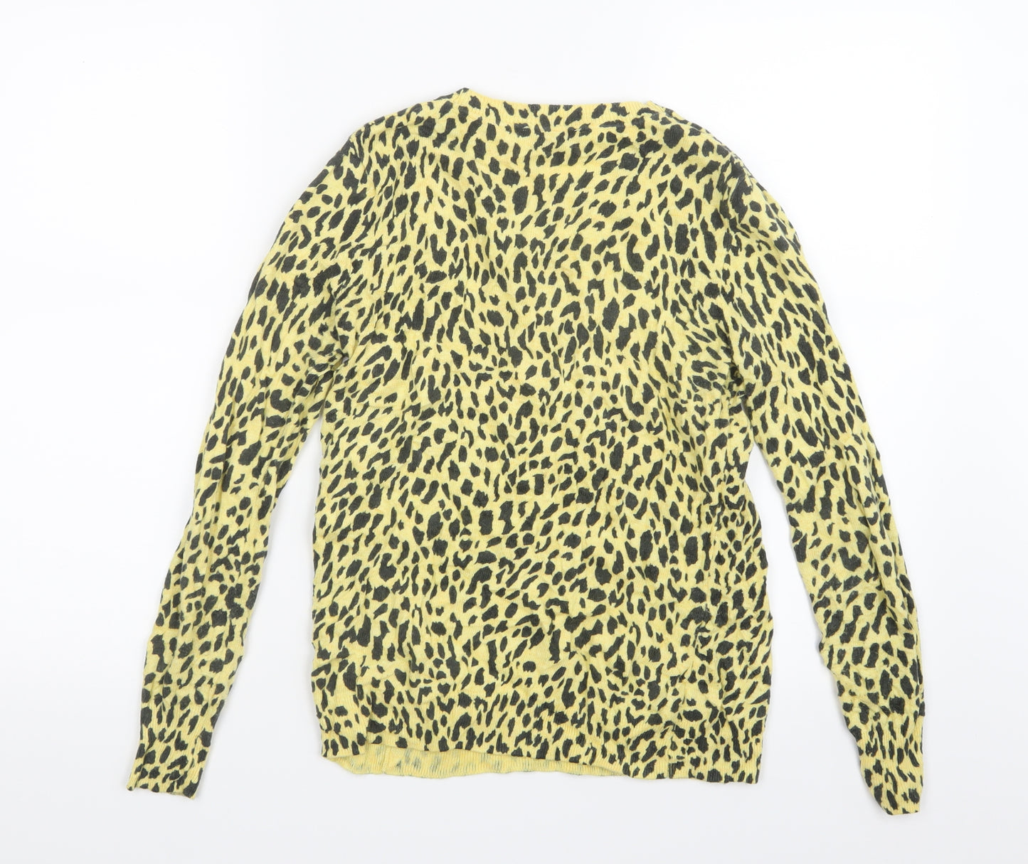 Mint Velvet Womens Yellow Animal Print Knit Pullover Jumper Size 10