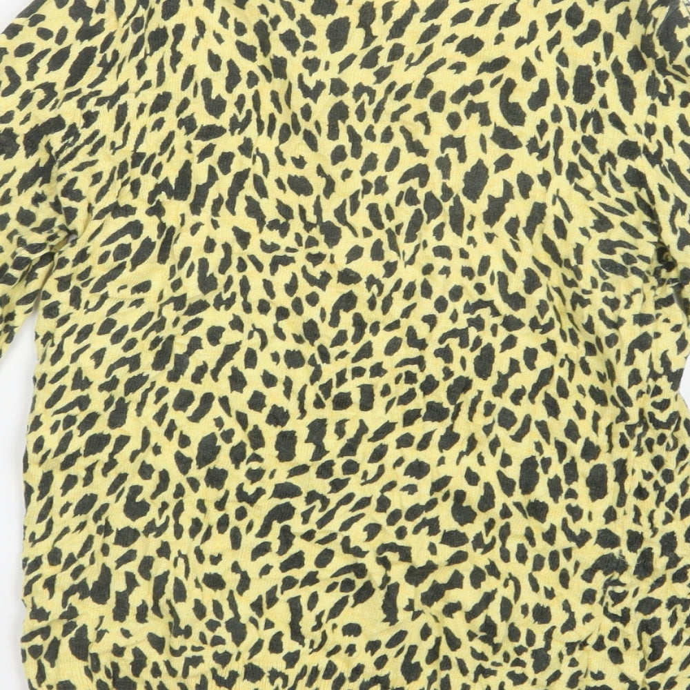 Mint Velvet Womens Yellow Animal Print Knit Pullover Jumper Size 10