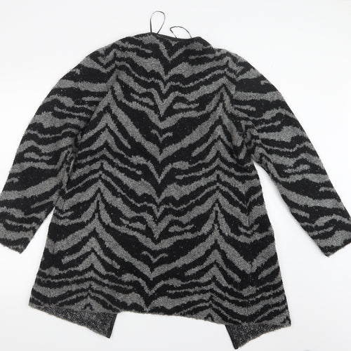 Alexara Womens Grey Geometric Knit Cardigan Jumper Size M