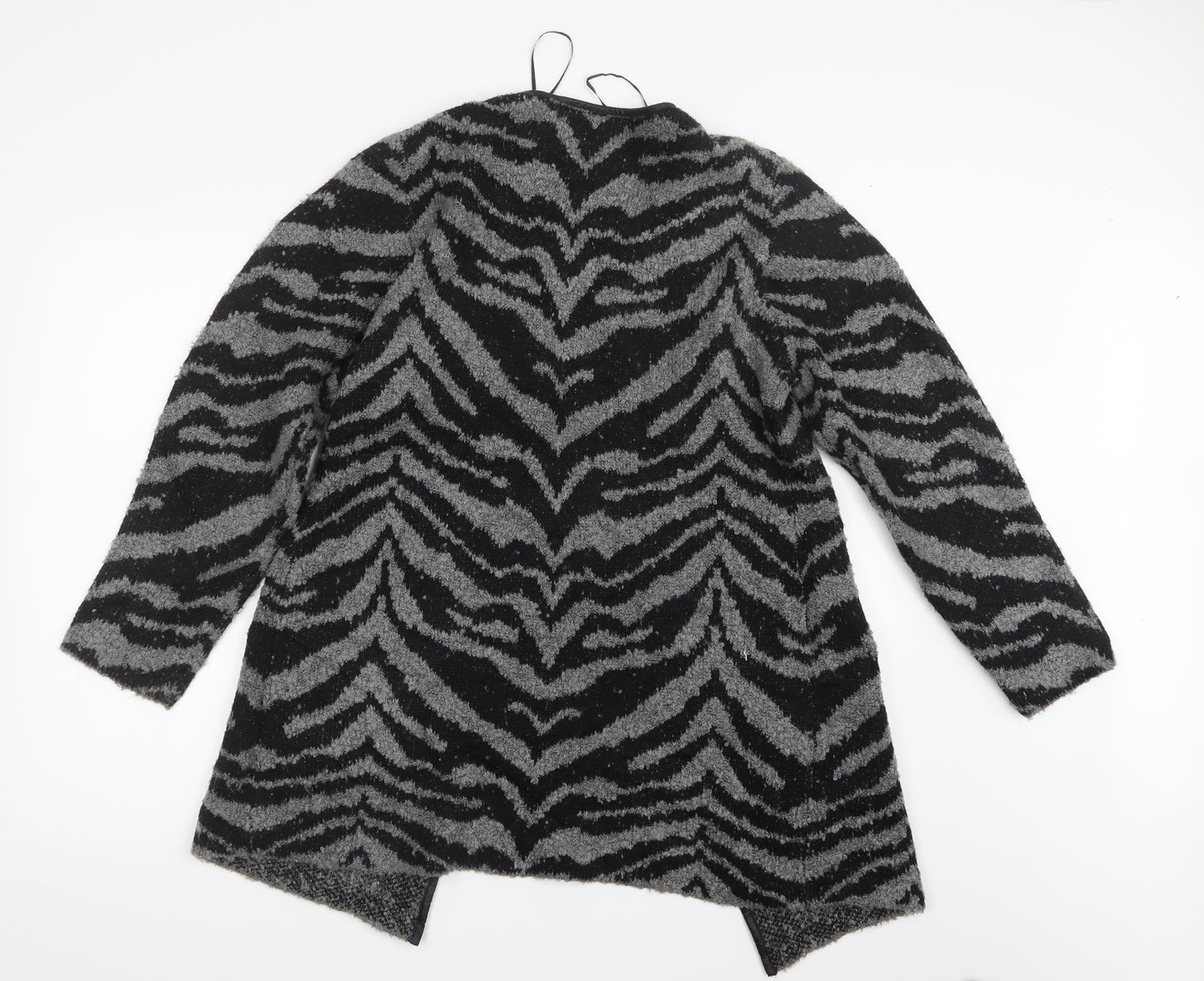 Alexara Womens Grey Geometric Knit Cardigan Jumper Size M