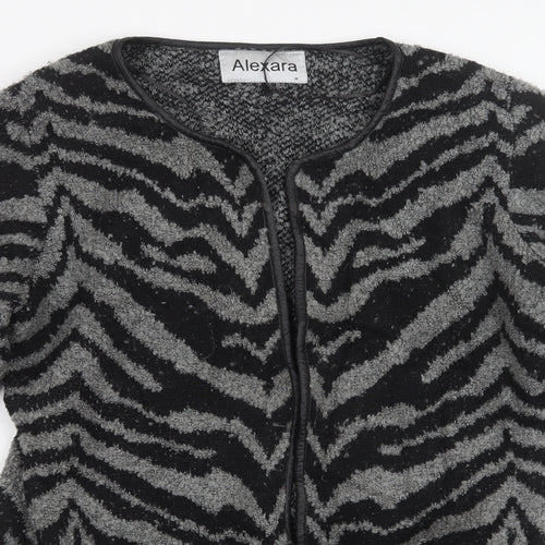 Alexara Womens Grey Geometric Knit Cardigan Jumper Size M