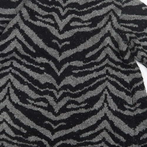 Alexara Womens Grey Geometric Knit Cardigan Jumper Size M