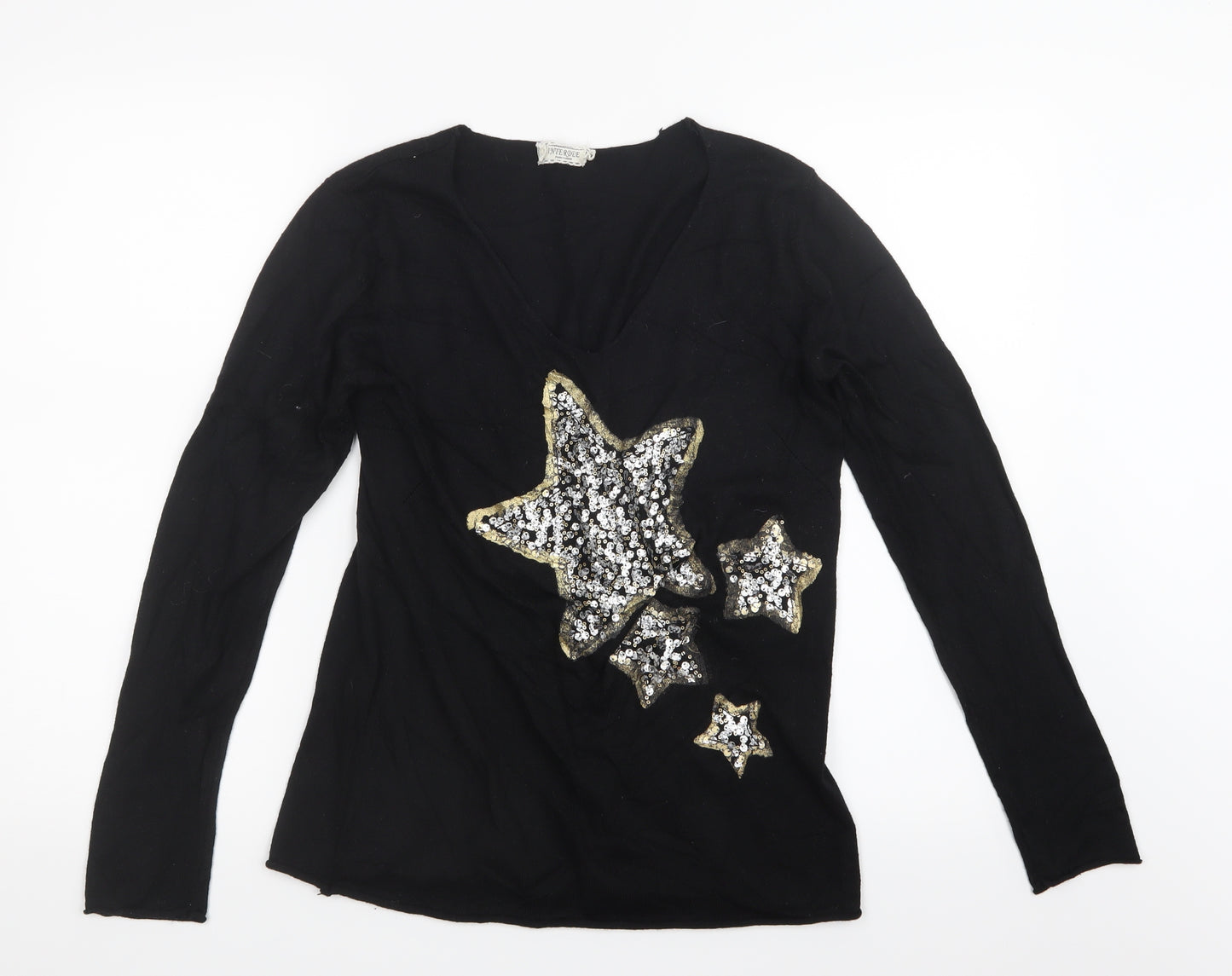 Interdee Womens Black  Knit Pullover Jumper Size S