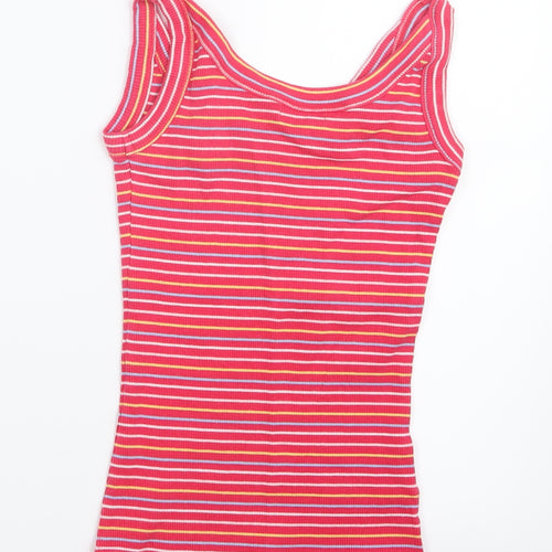 Matalan Womens Pink Striped  Basic Tank Size 8