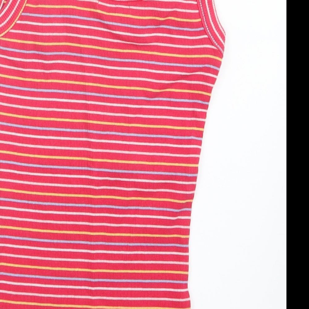 Matalan Womens Pink Striped  Basic Tank Size 8