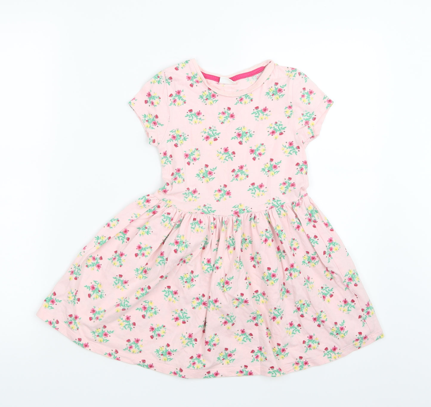 F&F Girls Pink Floral  T-Shirt Dress  Size 4-5 Years