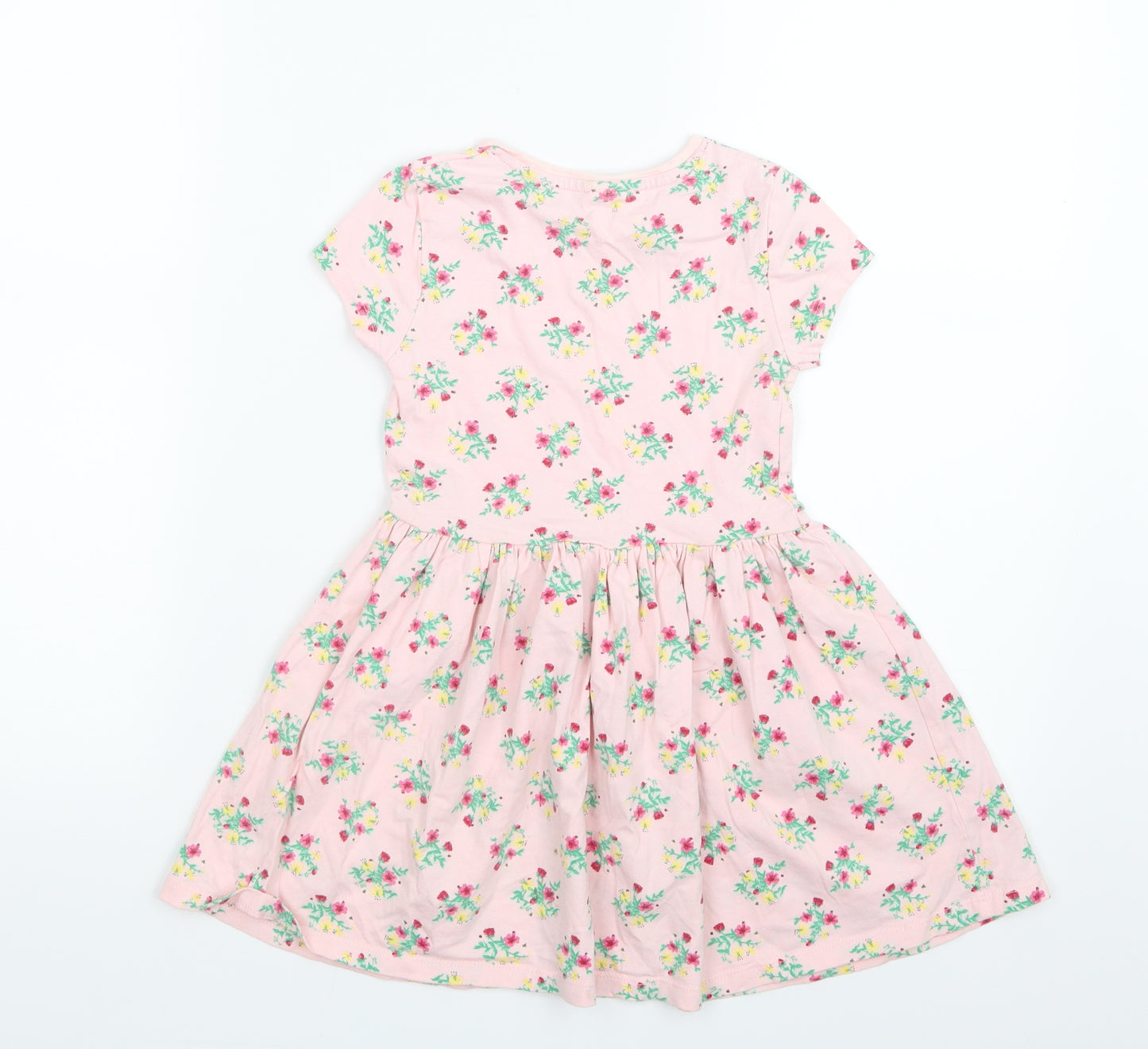 F&F Girls Pink Floral  T-Shirt Dress  Size 4-5 Years
