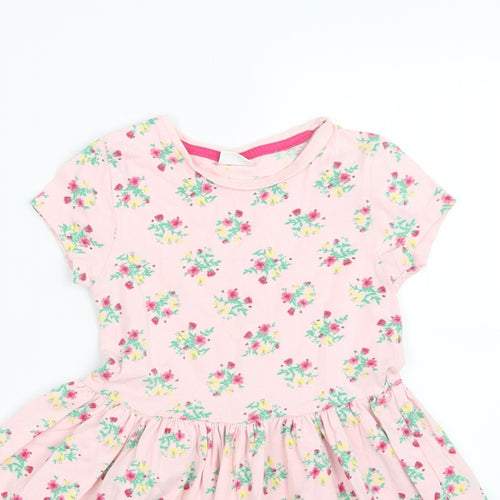 F&F Girls Pink Floral  T-Shirt Dress  Size 4-5 Years