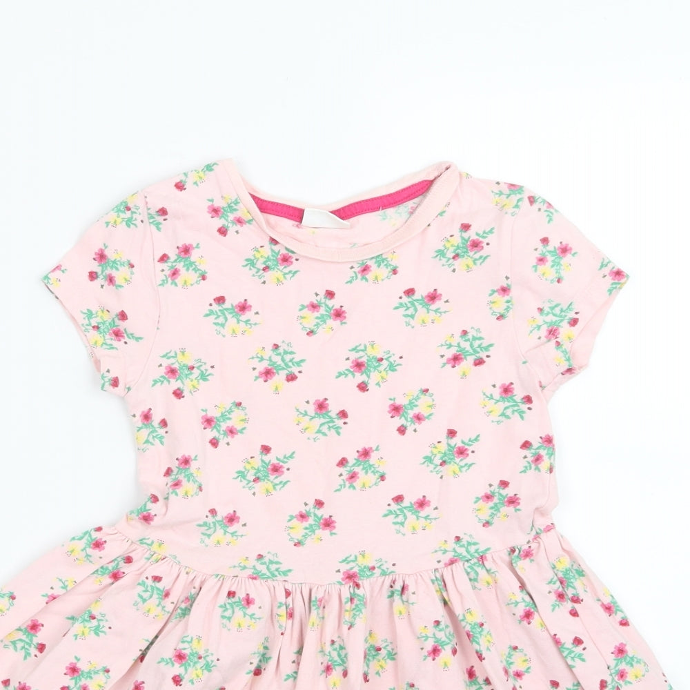 F&F Girls Pink Floral  T-Shirt Dress  Size 4-5 Years
