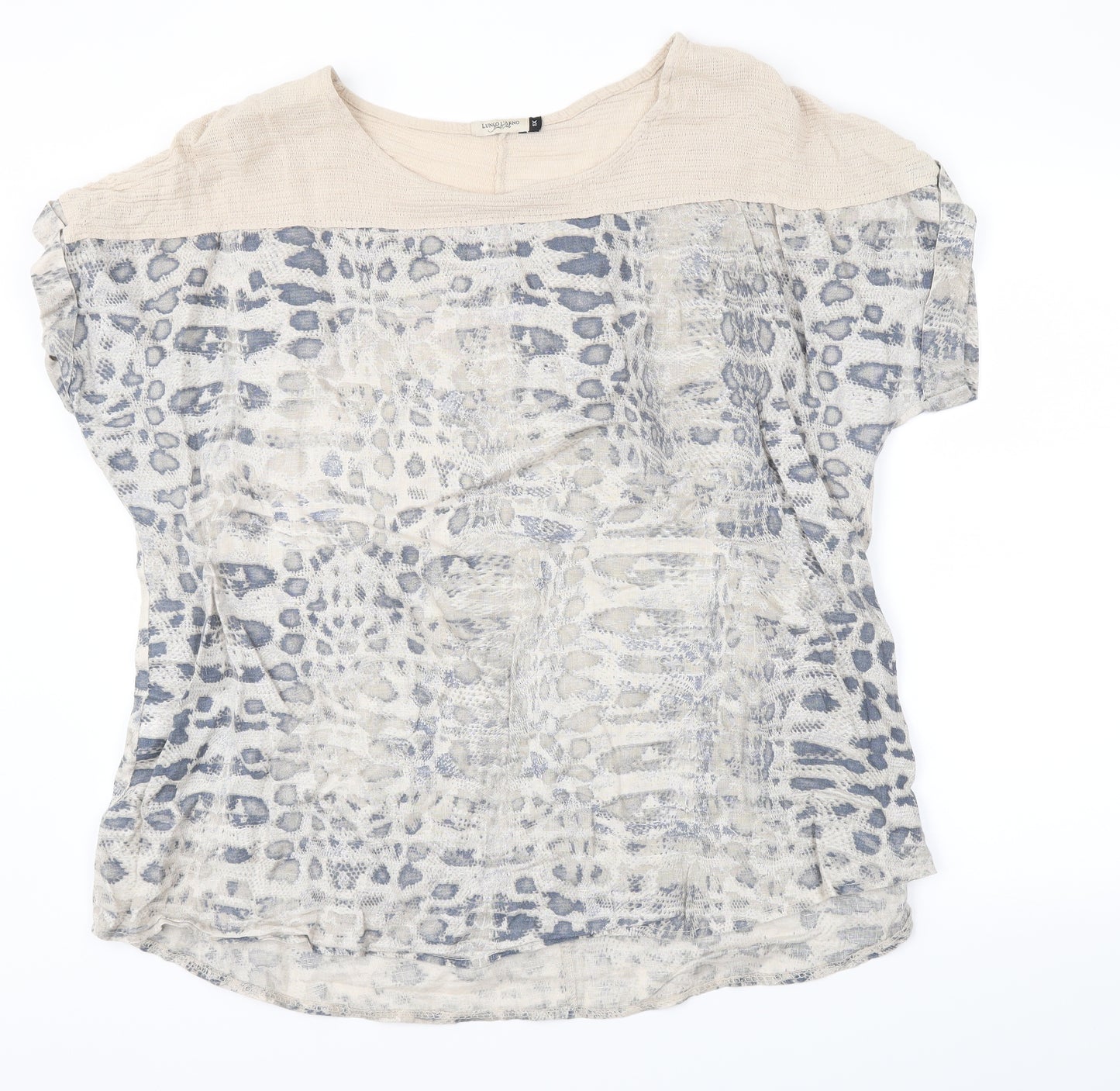 Lungo L'arno Womens Beige Animal Print  Basic T-Shirt Size XL