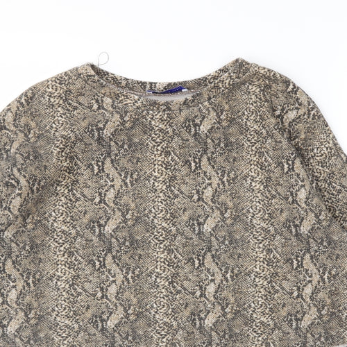 Zara Womens Brown Animal Print  Pullover Jumper Size S